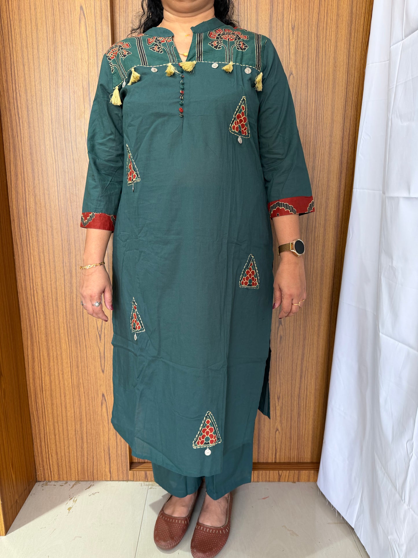 Women's Soft Cotton Embroidered Kurta Set | Teal Green | 3-Piece Ethnic Wear
