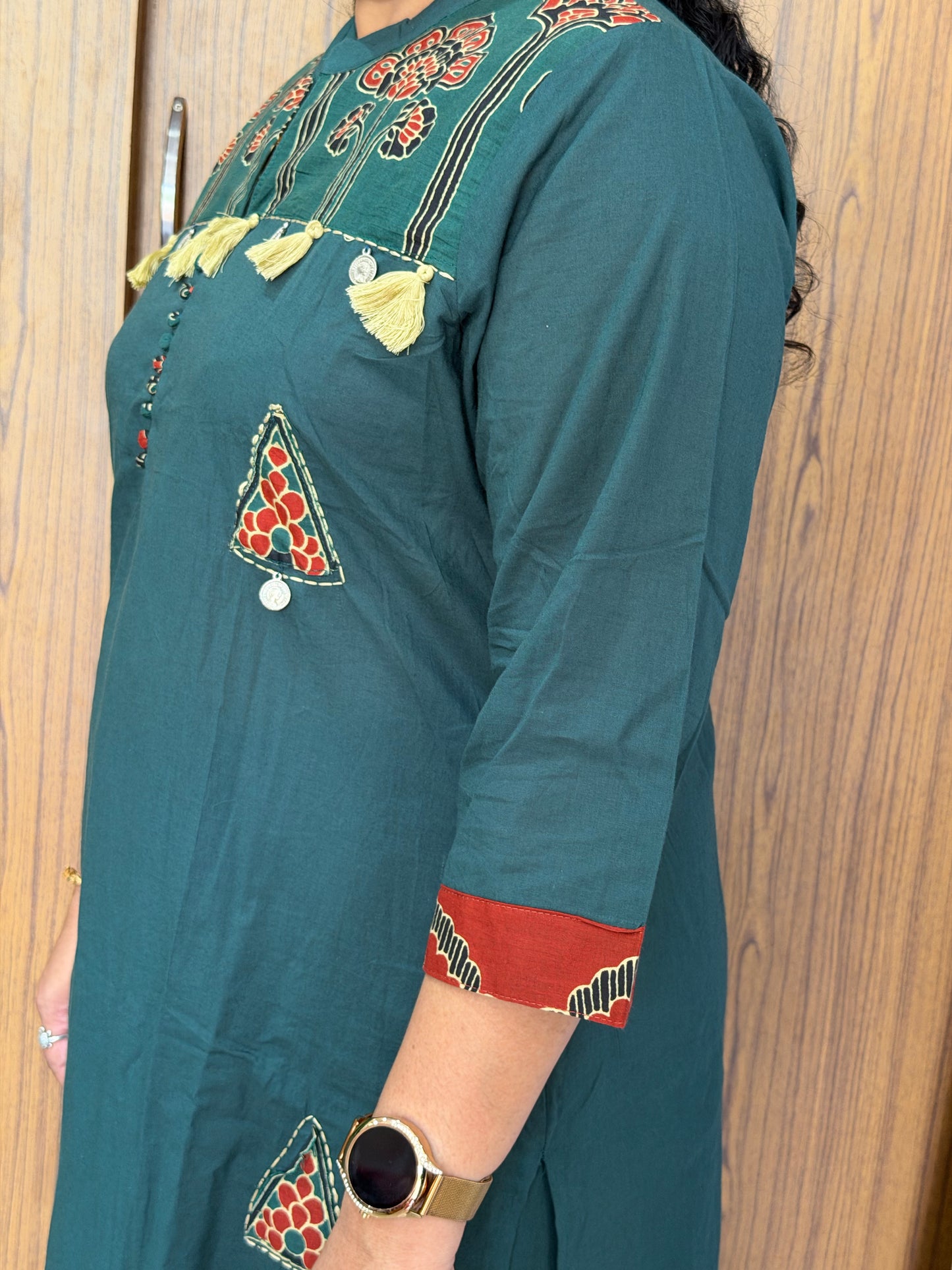 Women's Soft Cotton Embroidered Kurta Set | Teal Green | 3-Piece Ethnic Wear
