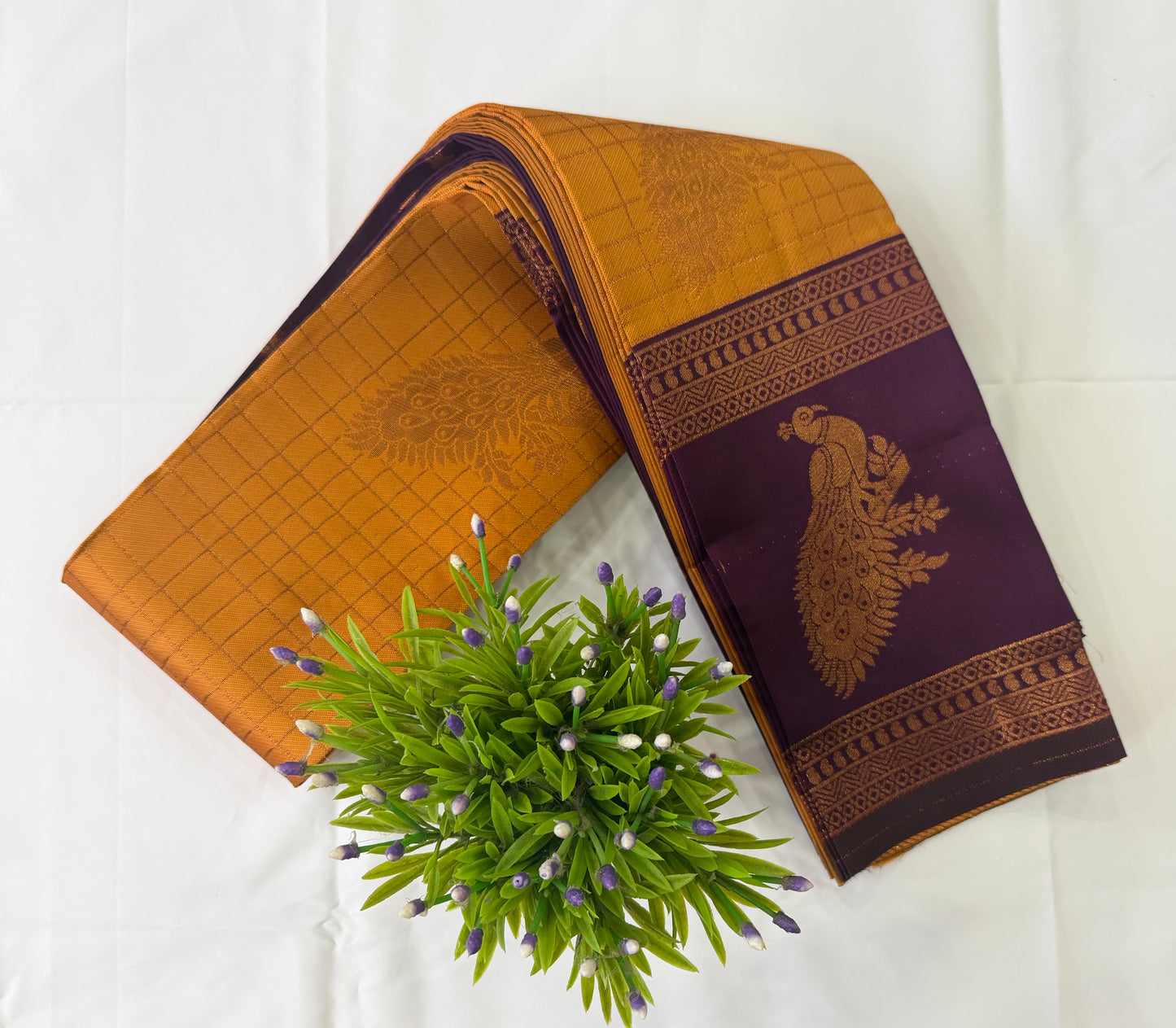 Gubara Pattu Saree with Rich Peacock Border