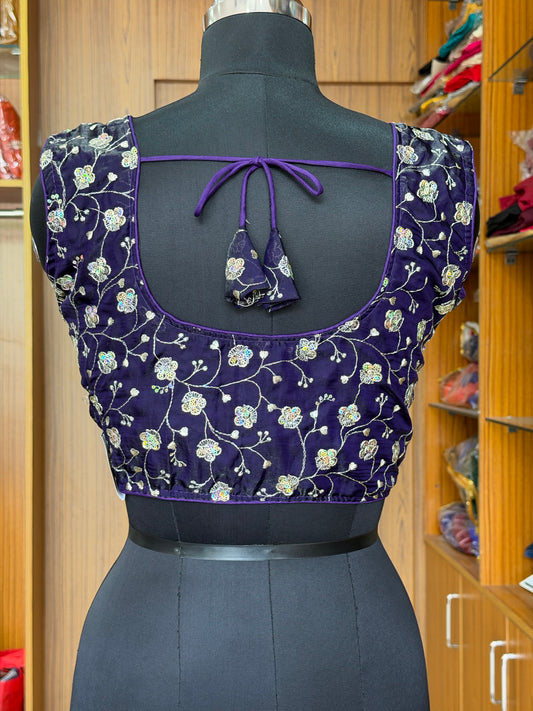 Readymade Embroidered Blouse with Attached Sleeves – Free Size