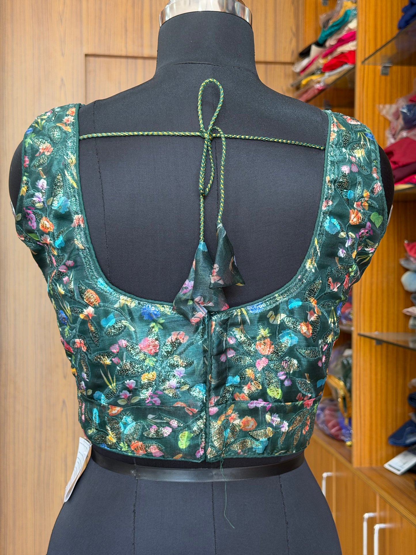 Readymade Embroidered Blouse with Attached Sleeves – Free Size