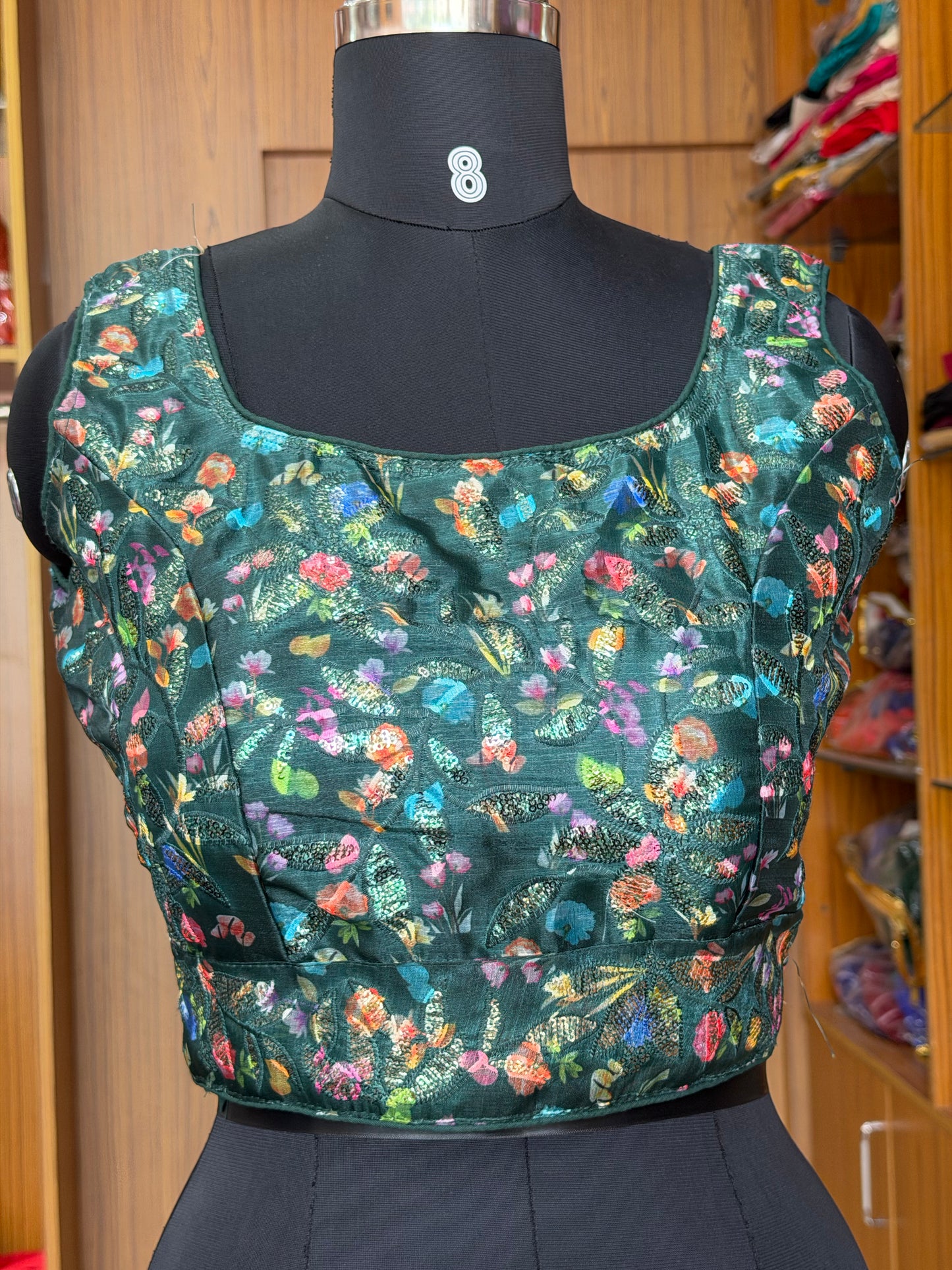 Readymade Embroidered Blouse with Attached Sleeves – Free Size