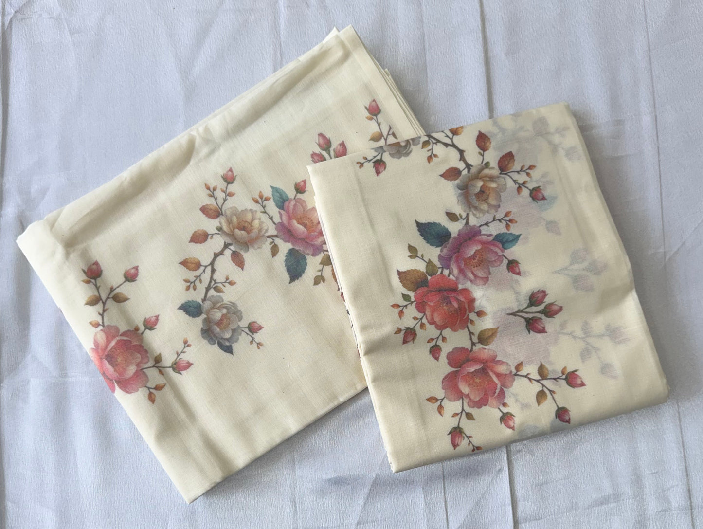 Floral Printed Kerala Set Mundu (Mundum Neriyathum) | Premium Cotton | Elegant Festive Wear