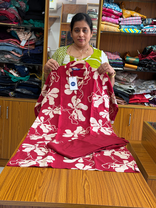 Maroon Floral Print Cotton Co-Ord Set for Women