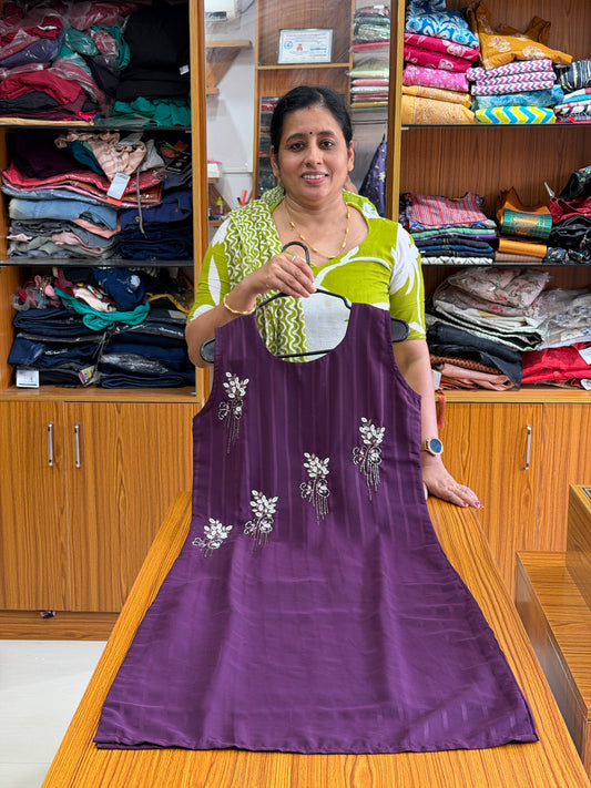 Purple Chiffon Handwork Kurti for Women