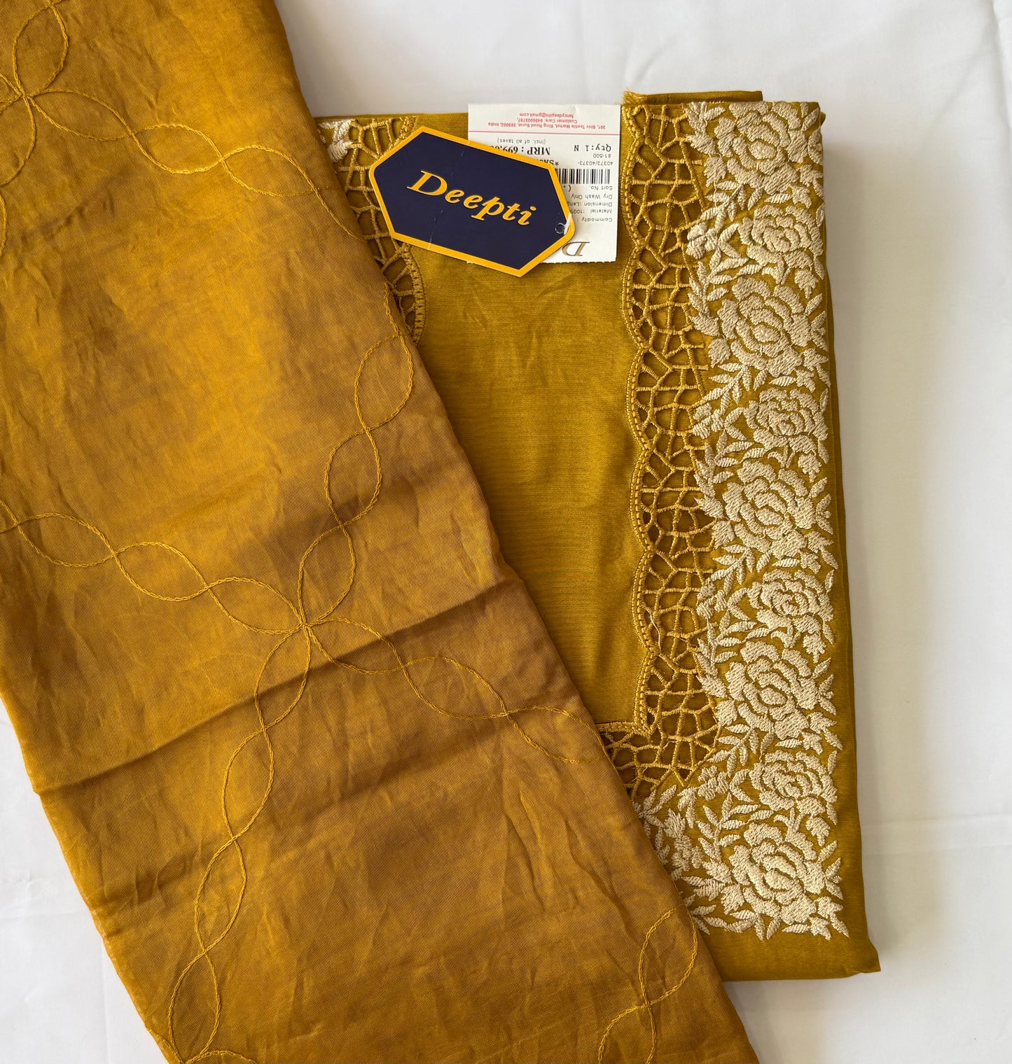 3-Piece Roman Silk Churidar Material Set with Embroidered Neck Design