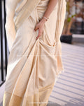 cream color Silk Saree for Women – Elegant Traditional Wear