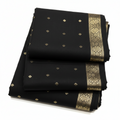 Black Maheshwari Silk Cotton Dress Material